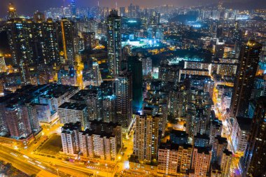 İçin Wan Kwa, Hong Kong - 29 Kasım, 2018: gece Hong Kong şehir