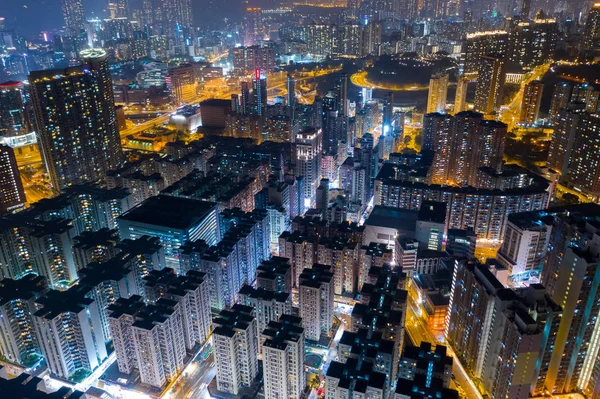 Kwa Wan 2018 夜の香港の街 — ストック写真