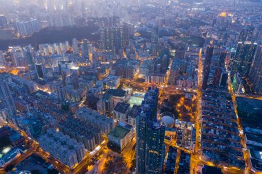 Wan Kwa, Hong Kong - 29 Ocak, 2019 için: Top Hong Kong eski şehir görünümünü