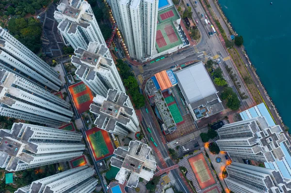 Kwai chung, Hong Kong 12 de febrero de 2019: Puesta de sol en la ciudad de Hong Kong — Foto de Stock