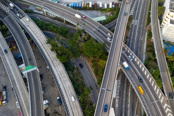 Hong Kong Febrero 2019 Vista Superior Del Tráfico Hong Kong — Foto de Stock