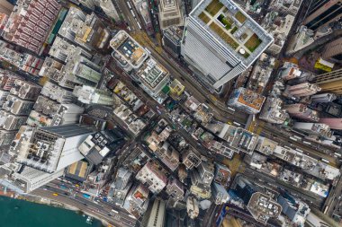Causeway Bay, Hong Kong - 22 Şubat, 2019: Hong Kong şehir görünümünü aşağı üst