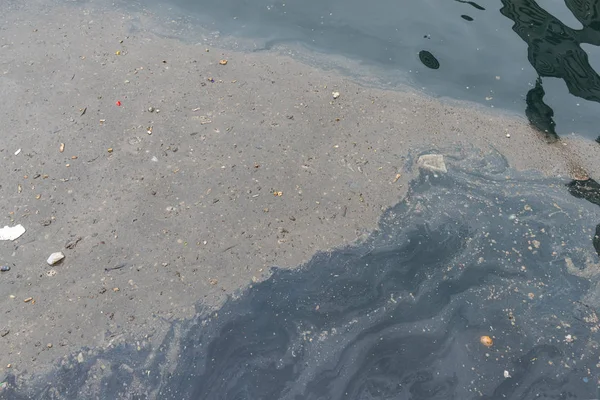 Water pollution of the sea closeup