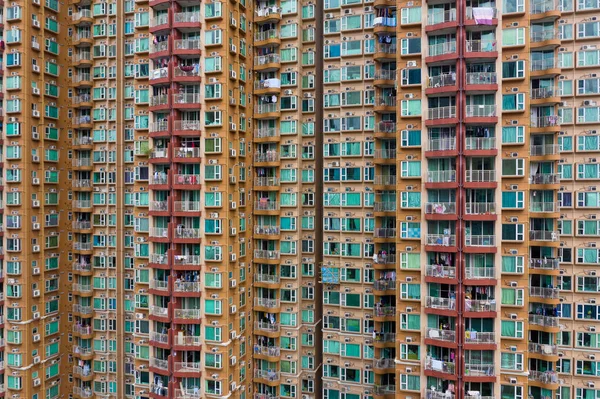 Fațada Clădirii Apartamentelor Din Hong Kong — Fotografie, imagine de stoc