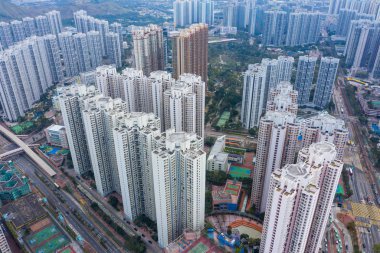 Tin Shui Wai, Hong Kong - 02 Şubat 2019: Hong Kong şehrinde yerleşim bölgesi