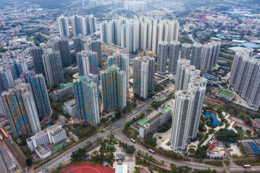 Tin Shui Wai, Hong Kong - 02 Şubat 2019: Hong Kong yerleşim şehri 