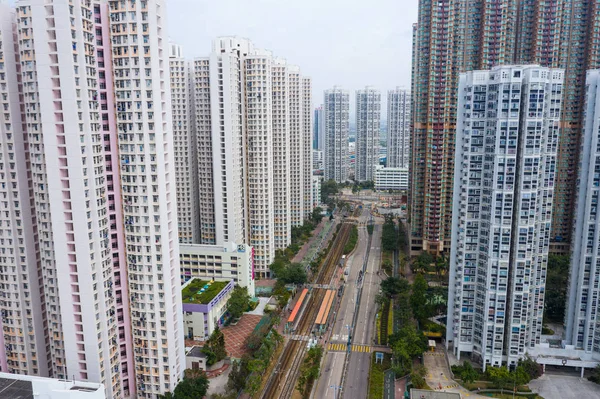 Tin Shui Wai Hong Kong Fevereiro 2019 Vista Superior Cidade — Fotografia de Stock