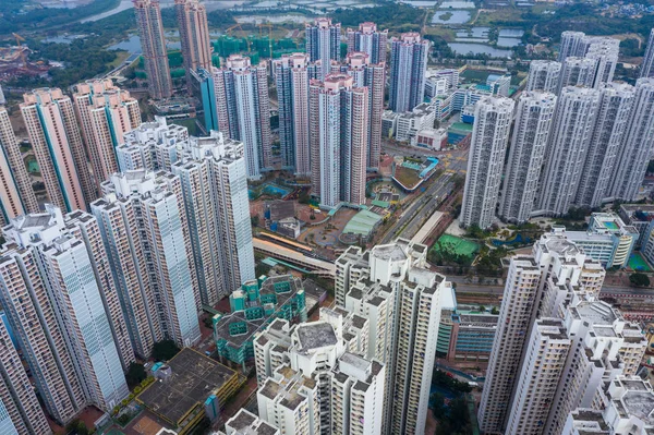 Tin Shui Wai Hong Kong Fevereiro 2019 Vista Superior Cidade — Fotografia de Stock