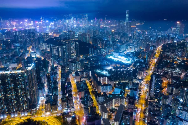 Stadt Hongkong Februar 2019 Hongkong Bei Nacht — Stockfoto