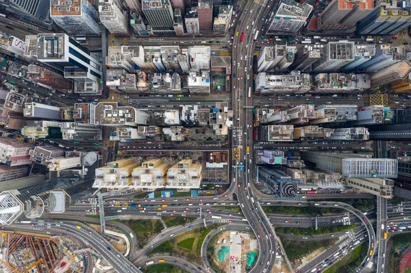 Causeway Bay Hongkong Února 2019 Shora Dolů Pohled Město Hong — Stock fotografie