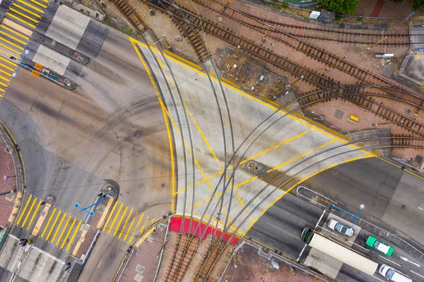 Blick Von Oben Auf Stadtbahngleise — Stockfoto