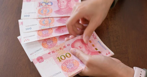 Counting Chinese Rmb Close — Stock Photo, Image