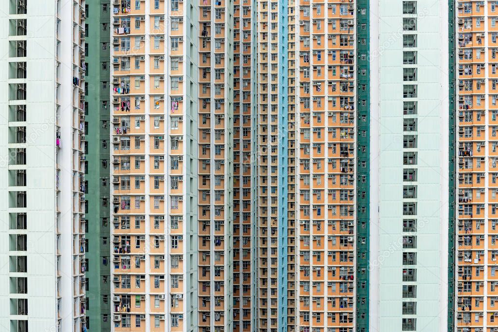 Residential building facade in Hong Kong