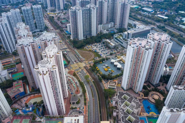 Tin Shui Wai, Hong Kong, 02 februari 2019: Flygvy över Hong K — Stockfoto