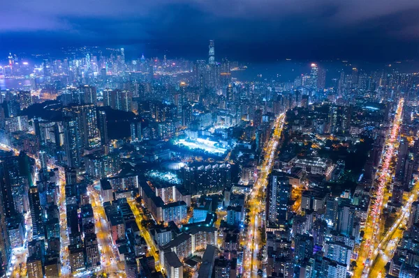 Stadt Kowloon, Hongkong 19. Februar 2019: Hongkong bei Nacht — Stockfoto