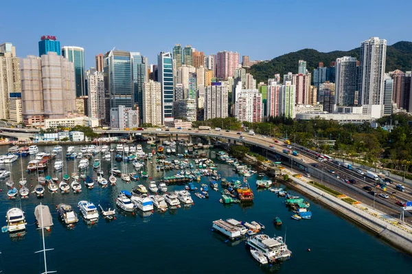 Causeway Bay, Hong Kong 22 de febrero de 2019: Vista aérea de Hong Ko —  Fotos de Stock