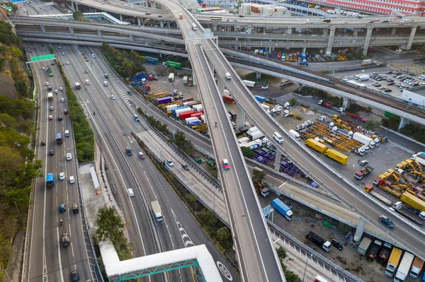 Kwai Tsing Hong Kong Február 2019 Felülről Lefelé Véve Forgalom — Stock Fotó