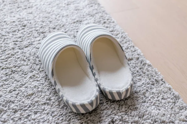 Pantoffels Het Tapijt Vloer Thuis — Stockfoto