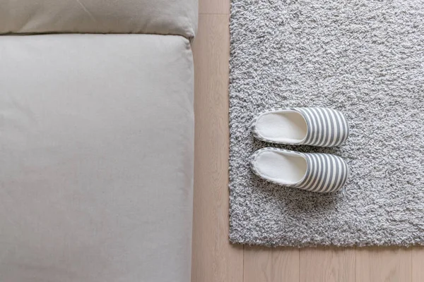 Slippers Grey Carpet Floor Home — Stock Photo, Image