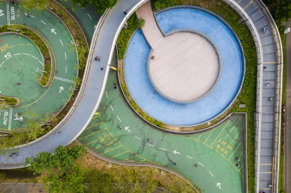 Top View Van Bicycle Lane Park — Stockfoto