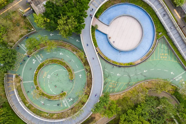 Vista Arriba Hacia Abajo Del Parque Carril Bici — Foto de Stock