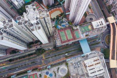 Tin Shui Wai, Hong Kong - 03 Şubat 2019: Hong Kong yerleşim bölgesi