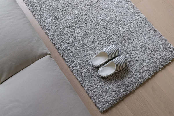 Hausschuhe Auf Dem Teppich Auf Dem Boden Hause — Stockfoto