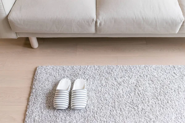 Beige Slippers Carpet Home — Stock Photo, Image