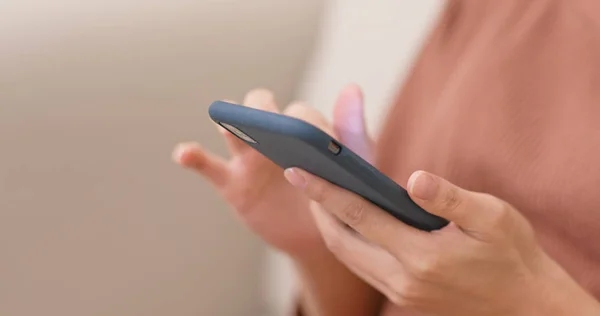 Woman Use Smartphone Home — Stock Photo, Image