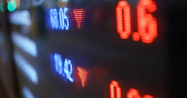 Stock Market Display Screen City Night — Stock Photo, Image