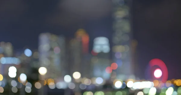 Blick Auf Die Skyline Der Stadt Bei Nacht Verschwimmen — Stockfoto