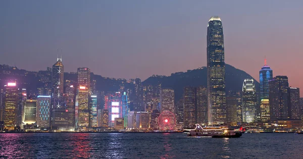 Гавань Вікторія Гонконг Березня 2019 Місто Гонконг Вночі — стокове фото