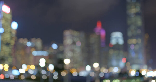 Blur view of city street at night