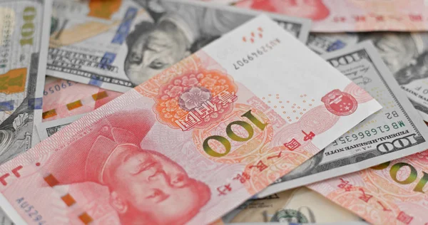 Billetes Chinos Rmb Usd — Foto de Stock