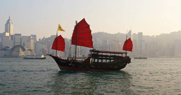 Victoria Harbor Hong Kong Março 2019 Pôr Sol Hong Kong — Fotografia de Stock