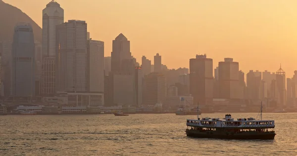 Victoria Harbor Hong Kong Mars 2019 Hongkong Solnedgång — Stockfoto
