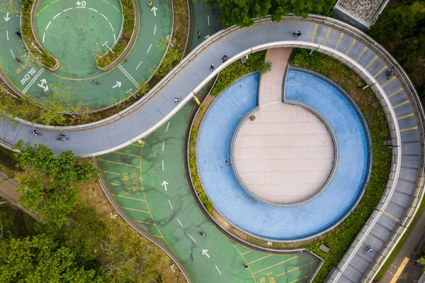 Top View Van Bicycle Lane Park — Stockfoto