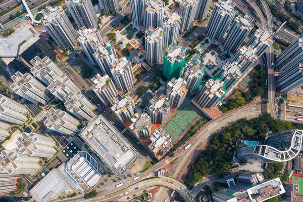 Tai Koo, Hong Kong - 19 March, 2019: Hong Kong city from top