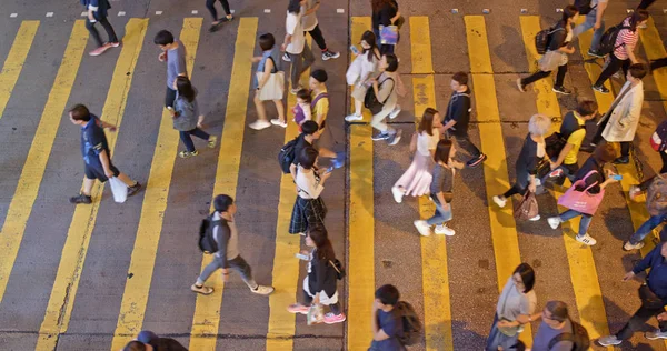 Mong Kok Hong Kong March 2019 Top View People Walk — Stock Photo, Image