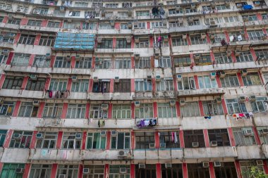 Hong Kong'da apartman mimarisi cephesi