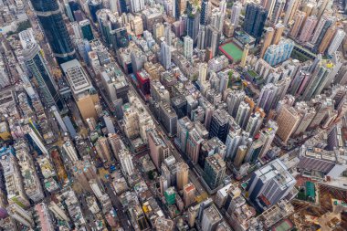 Mong Kok, Hong Kong - 21 Mart 2019: Hong Kong şehrinin en iyi görünümü