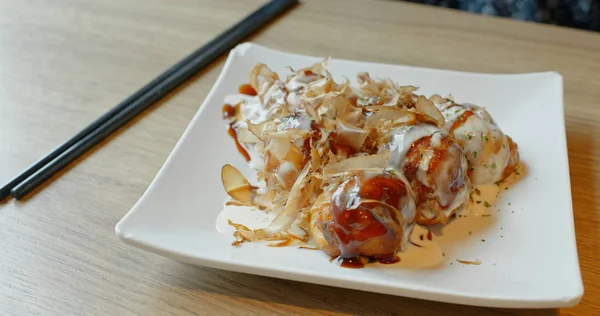 Takoyaki Gericht Restaurant Aus Nächster Nähe — Stockfoto