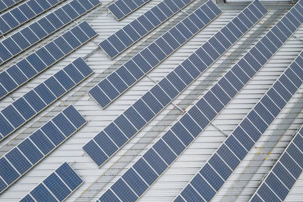 Letecký Pohled Solární Systém Střeše Střechy — Stock fotografie