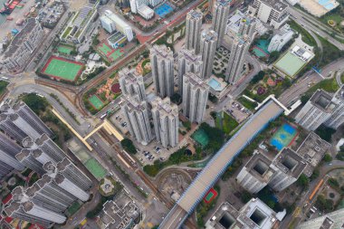 Tuen Mun, Hong Kong - 30 Mart, 2019: Hong Kong yerleşim bölgesi