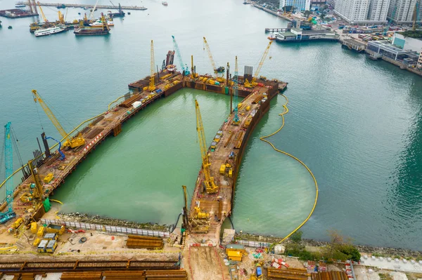 Kai Tak Hong Kong Kwiecień 2019 Zanieczyszczenie Seascape — Zdjęcie stockowe