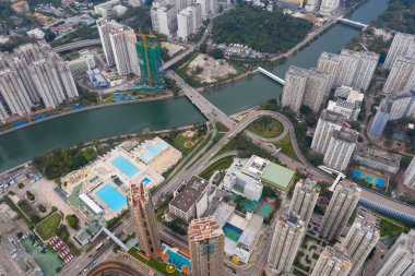 Tuen Mun, Hong Kong - 30 Mart, 2019: Hong Kong yerleşim bölgesi