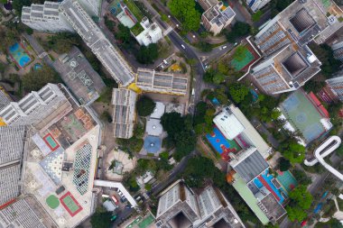 Tuen Mun, Hong Kong - 30 Mart, 2019: Hong Kong yerleşim bölgesi