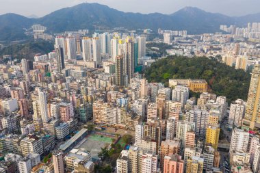 Sham Shui Po, Hong Kong - 19 Mart 2019: Hong Kong, kowloon tarafında