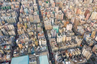 Sham Shui Po, Hong Kong - 19 Mart 2019: Hong Kong şehrinin en iyi görünümü