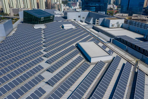 Solar panel on roof top building — Stock Photo, Image